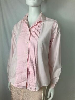 Lands' End Pink Long Sleeve Pleated Front Dress Shirt Women's Size 12